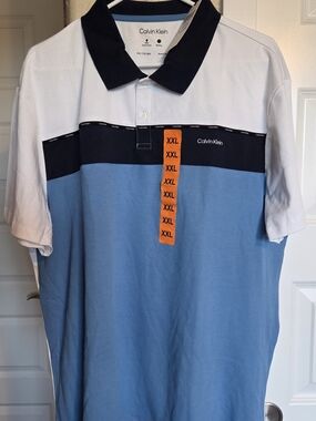 Calvin Klein Men's Colorblock Polo Shirt - Blue/White/Black